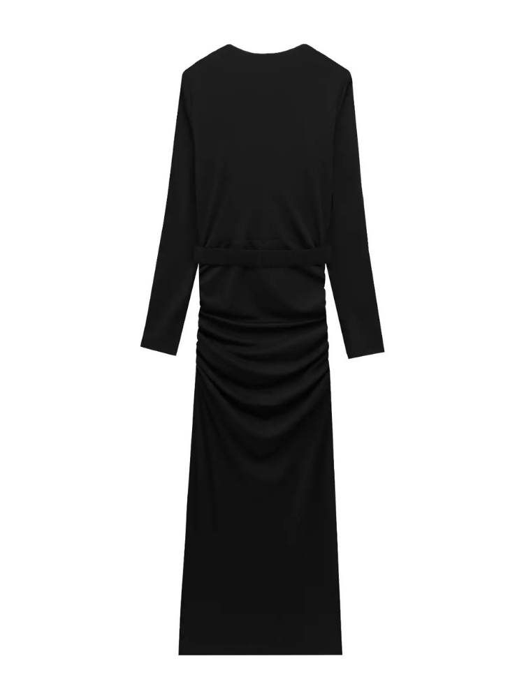 Vestido Longo de Manga Longa e Decote Profundo Aria Lollitaz