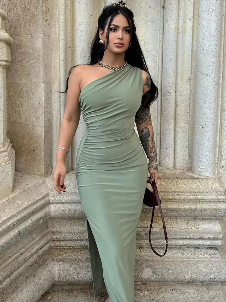 Vestido Midi Ombro Único Olívia Lollitaz