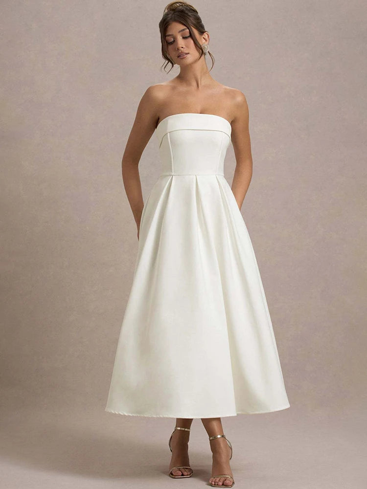 Vestido Evasê sem Alças Supreme Elegance Lollitaz