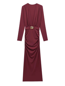 Vestido Longo de Manga Longa e Decote Profundo Aria Lollitaz