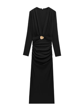 Vestido Longo de Manga Longa e Decote Profundo Aria Lollitaz