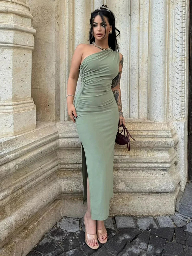 Vestido Midi Ombro Único Olívia Lollitaz
