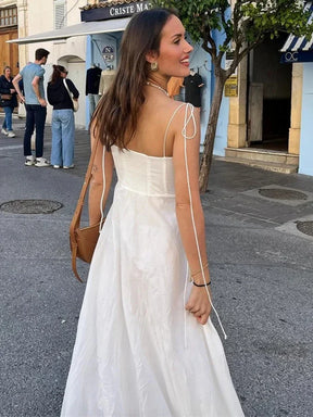 Vestido Longo de Alças Finas White Delicate